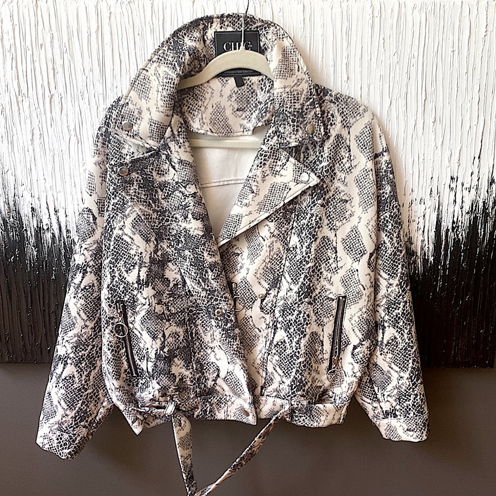 Chic NYC Python Print Bomber Jacket